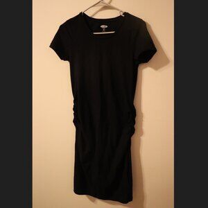 Old Navy Basic black t-shirt dress, side ruching, M, Fitted Maternity